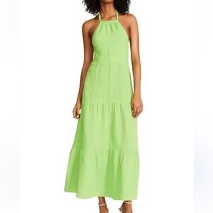 Steve Madden Lime Green Halter Top Maxi Dress-100% cotton